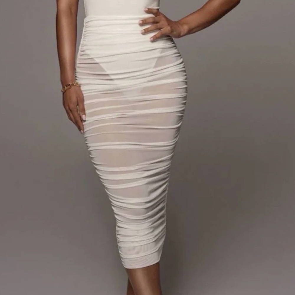 Jluxlabel Elegant Sheer Midi Skirt - Brown